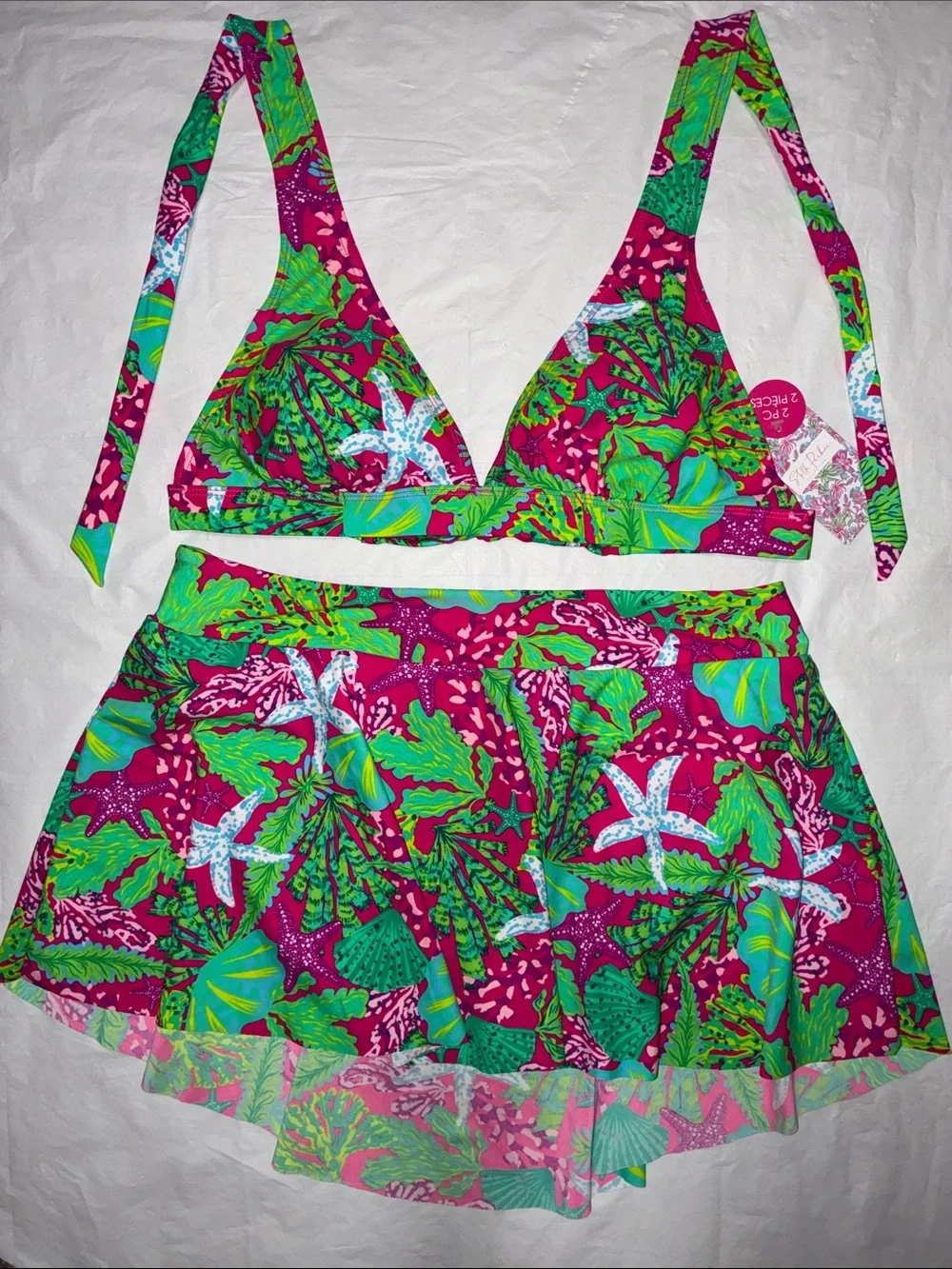 Stella Parker Women’s Pink Tropical Swim Skort Set